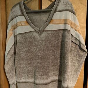 Men's V-Neck Sweater - Brown and Cream